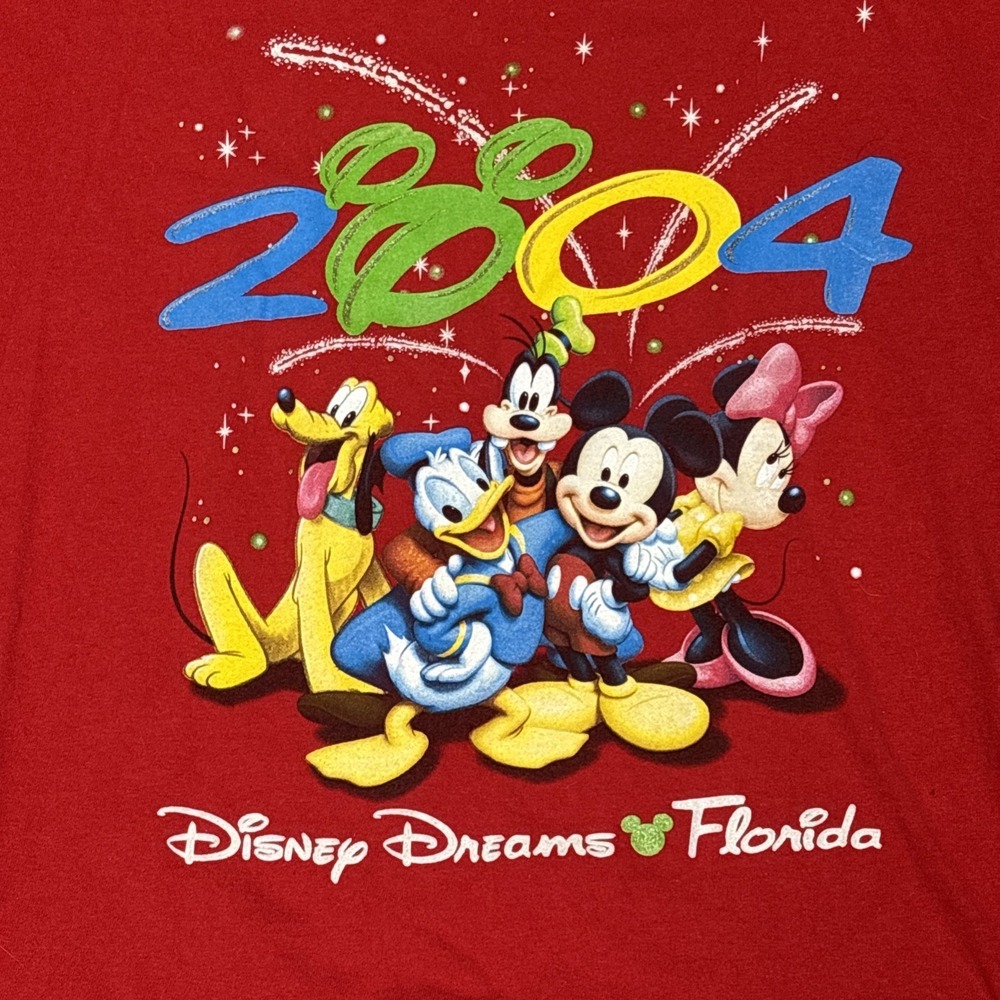 Delta Disney 2004 Disney Dreams Florida Mickey Donald Goofy Pluto Red T-Shirt M
